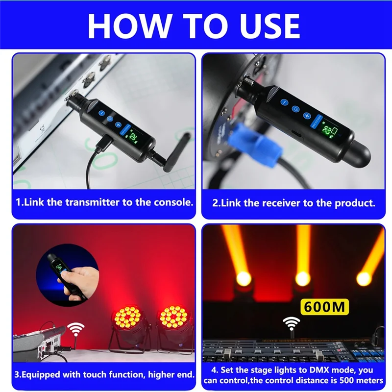 A76X-émetteur récepteur Dmx sans fil émetteur récepteur Dmx pour éclairage de Bar de fête Disco de scène LED