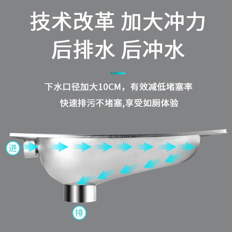 304 الفولاذ المقاوم للصدأ القرفصاء المرحاض القرفصاء حفرة نوع القرفصاء قعادة مزيل العرق بار كبير KTV المربعة العامة #3