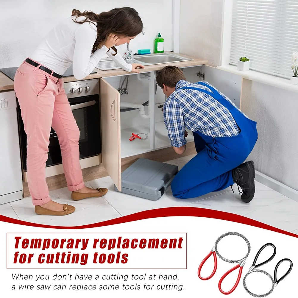 Msey 2 Pcs PVC Pipe Cable Saw Stainless Steel Wire Saw Hand Pocket String Rope Saw Emergency Survival Wire Saw Cutting Tool