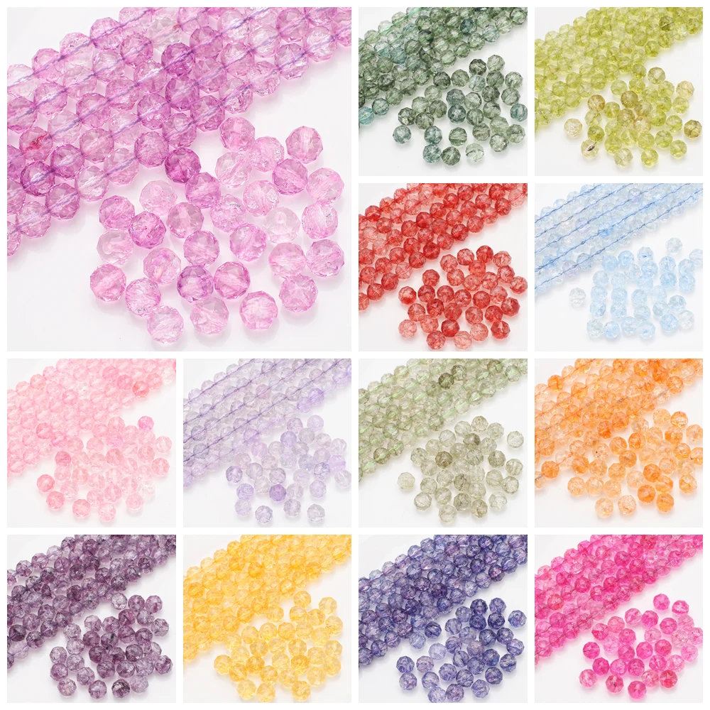 

40 шт./лот 10 мм хрустальное стекло с кракле круглые бусины-разделители поделки для самостоятельного изготовления браслетов ожерелье ювелирные аксессуары оптом