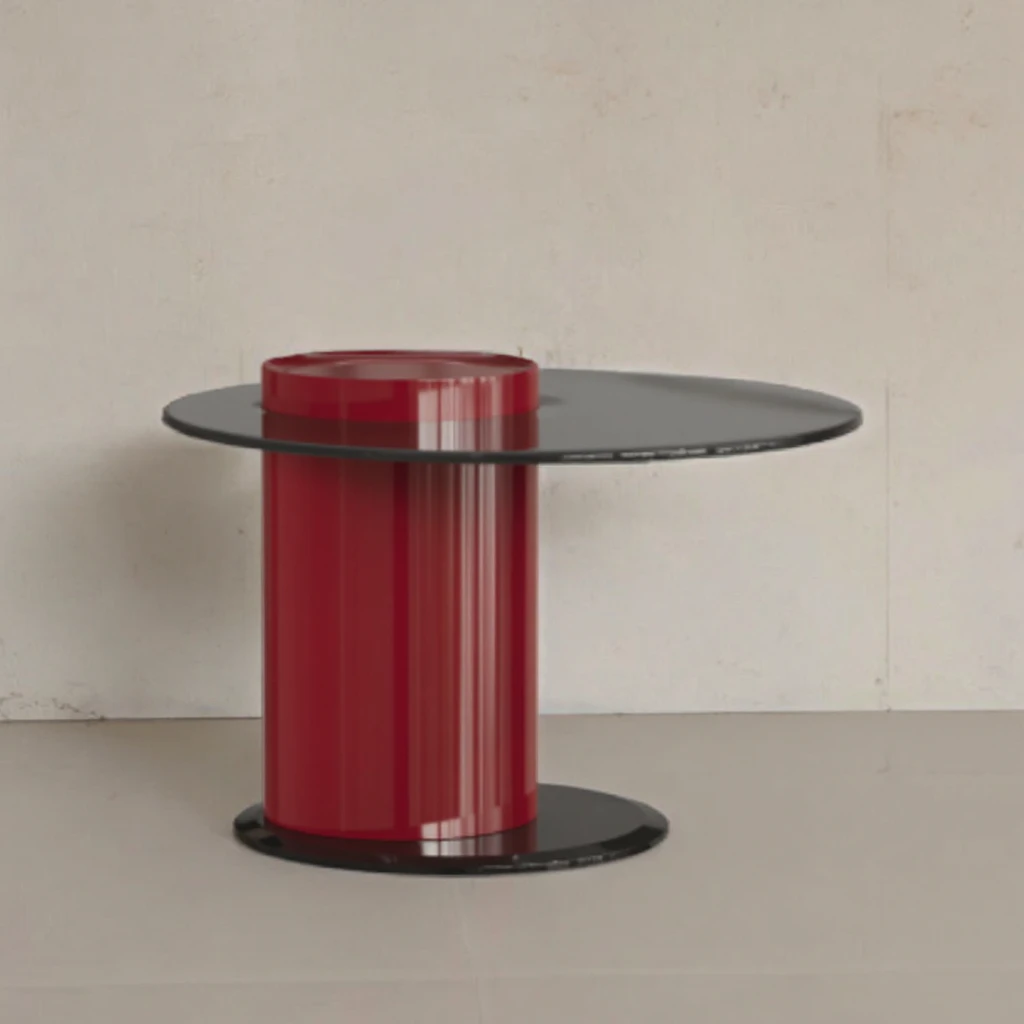 Mexico Hotel Project Modern Glass Painted HDF Custom Coffee Table Top Sculptural Base Luxury Lobby Lounge Living Room Furniture