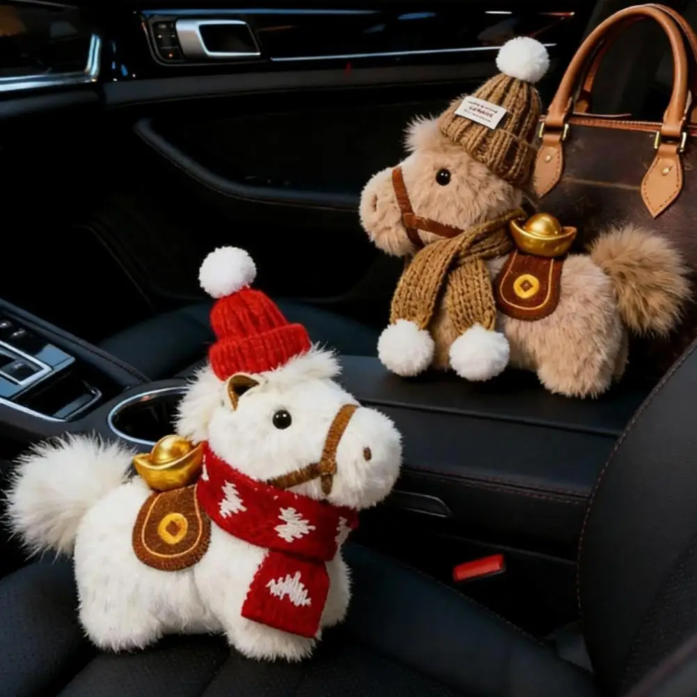 

Плюшевый милый брелок-лошадка в вязаной шапке и шарфе, подвеска для сумки, подарок на День святого Валентина и Новый год