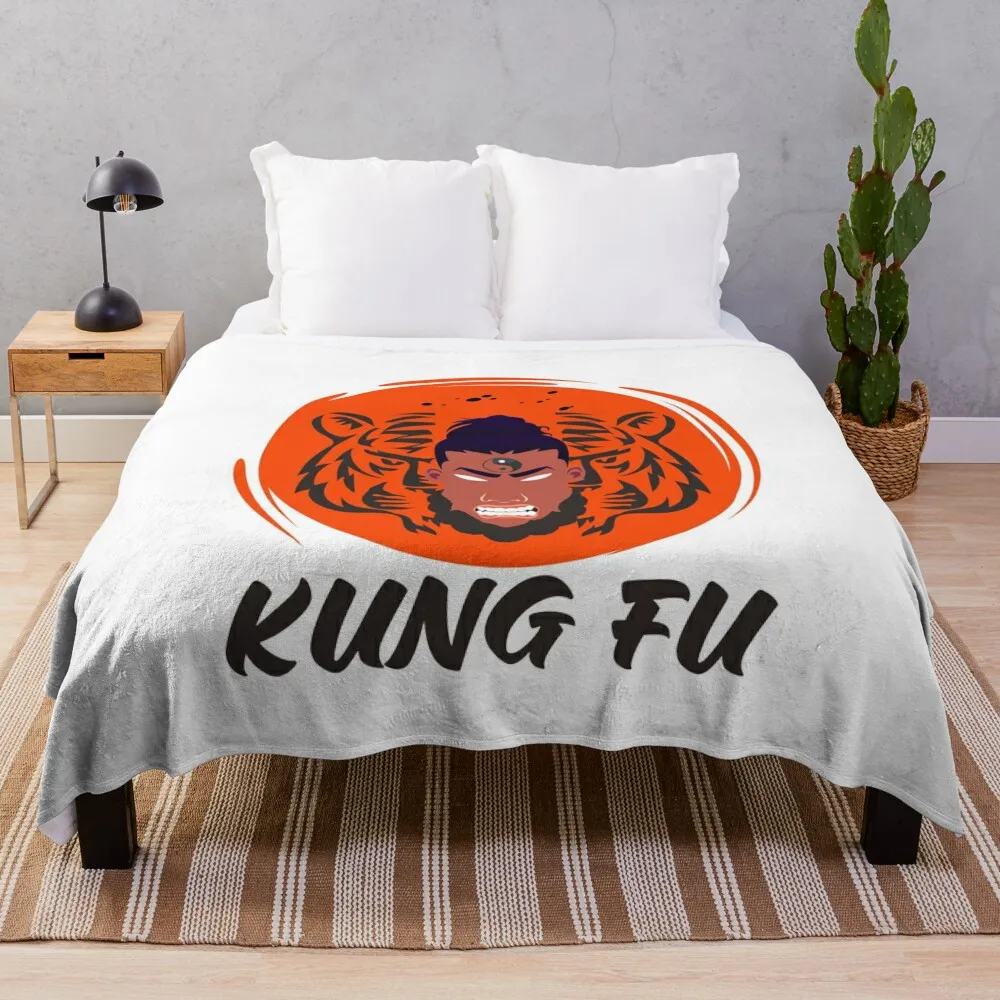 Kung Fu Monk with hair Throw Blanket Soft Plaid sofa bed Blankets