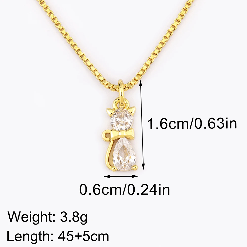 Nidin Light Luxury Elegant Aesthetic Cat Shape Pendant Necklace For Women Pave Rhinestones Cute Clavicle Chain Jewelry Fine Gift