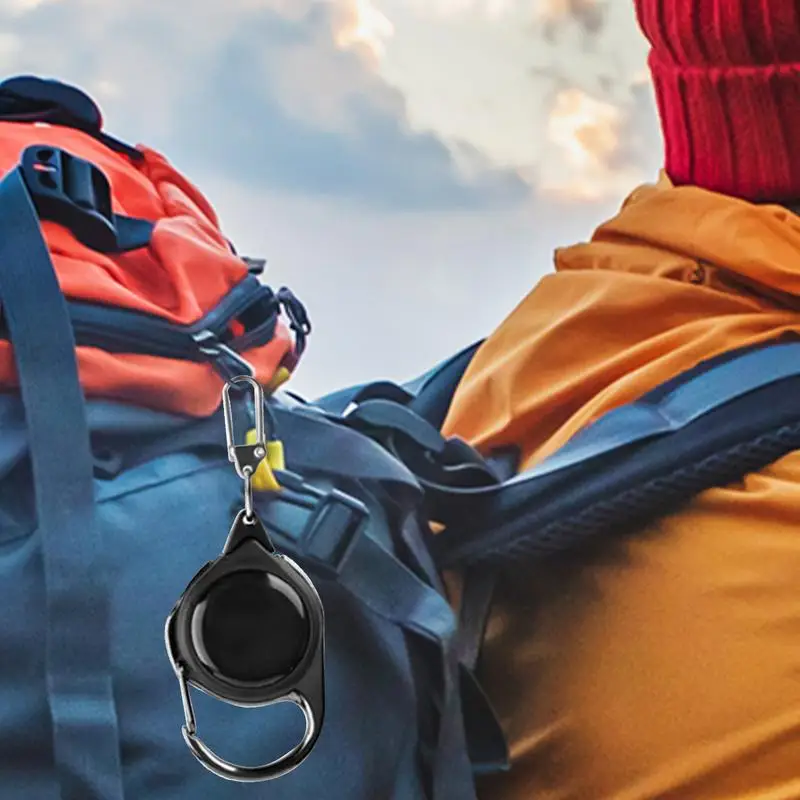 Outdoor Badge Reel Outdoor Multipurpose Key Chain Black Wear-Resistant Key Ring Portable Badge Holder For Hiking Backpacking