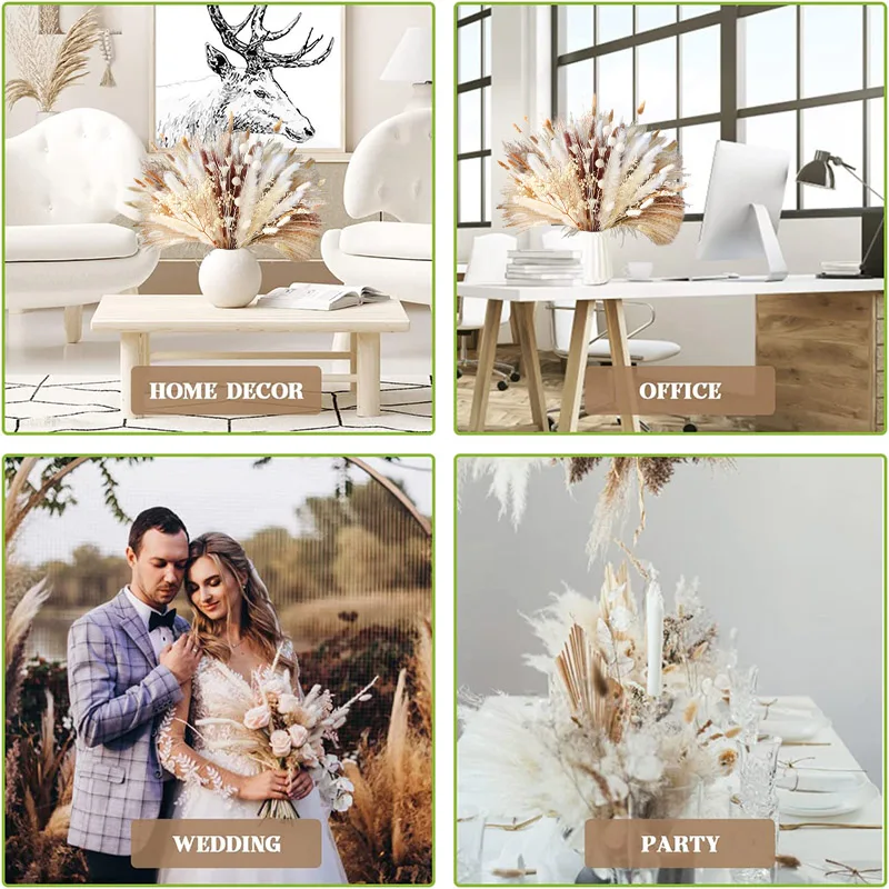 60-109PCS Natural Dried Pampas Grass Bouquet Boho Home Nordic Decor Bouquet Phragmi Wedding Decor Thanksgiving - Image 5