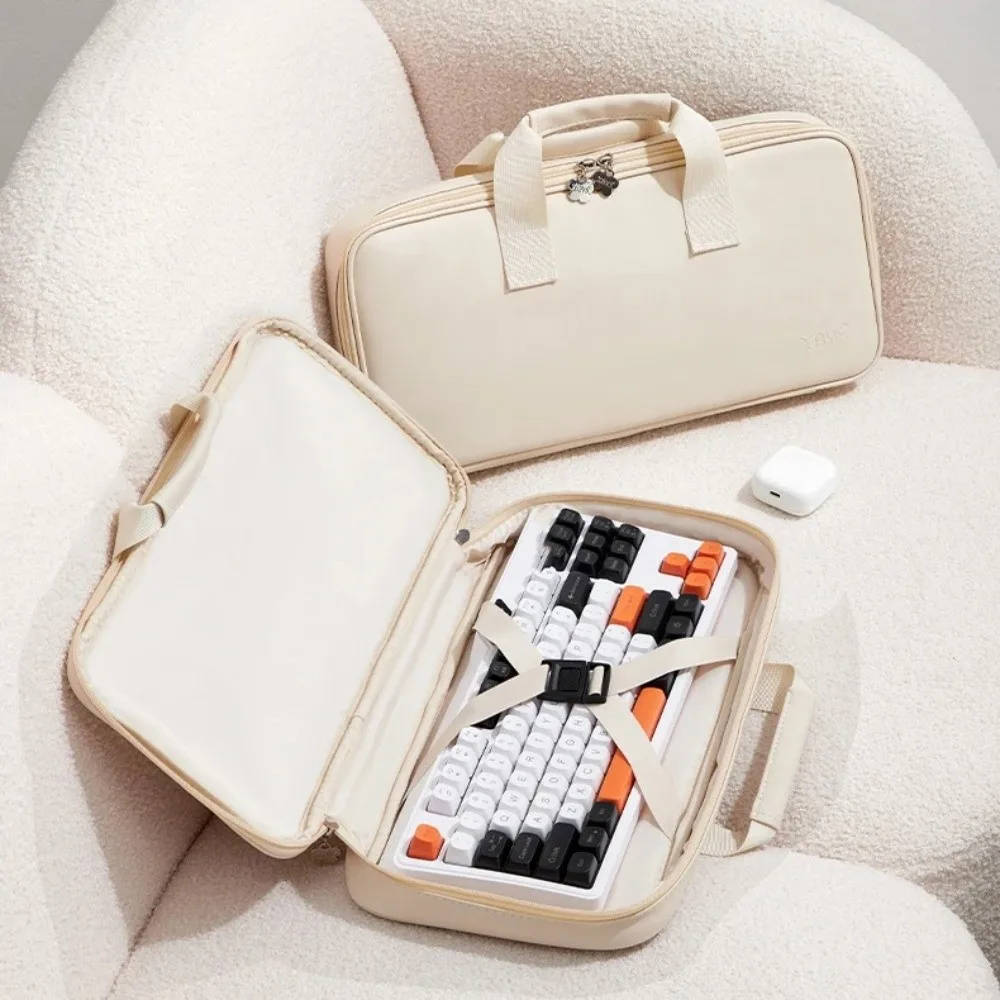 65/75/87/98 Keys Mechanical Keyboard Storage Bag Thickened Fabric PU Leather Keyboard Protective Bag Large Capacity Portable