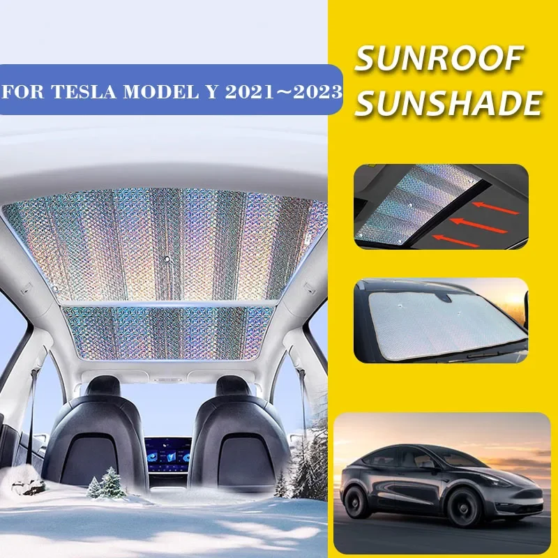 

Sunroof Sunshades for Tesla Model Y 2021 2022 2023 Car Skylight Roof Anti-UV Heat Insulation Windshield Visor Curtain Accessorie