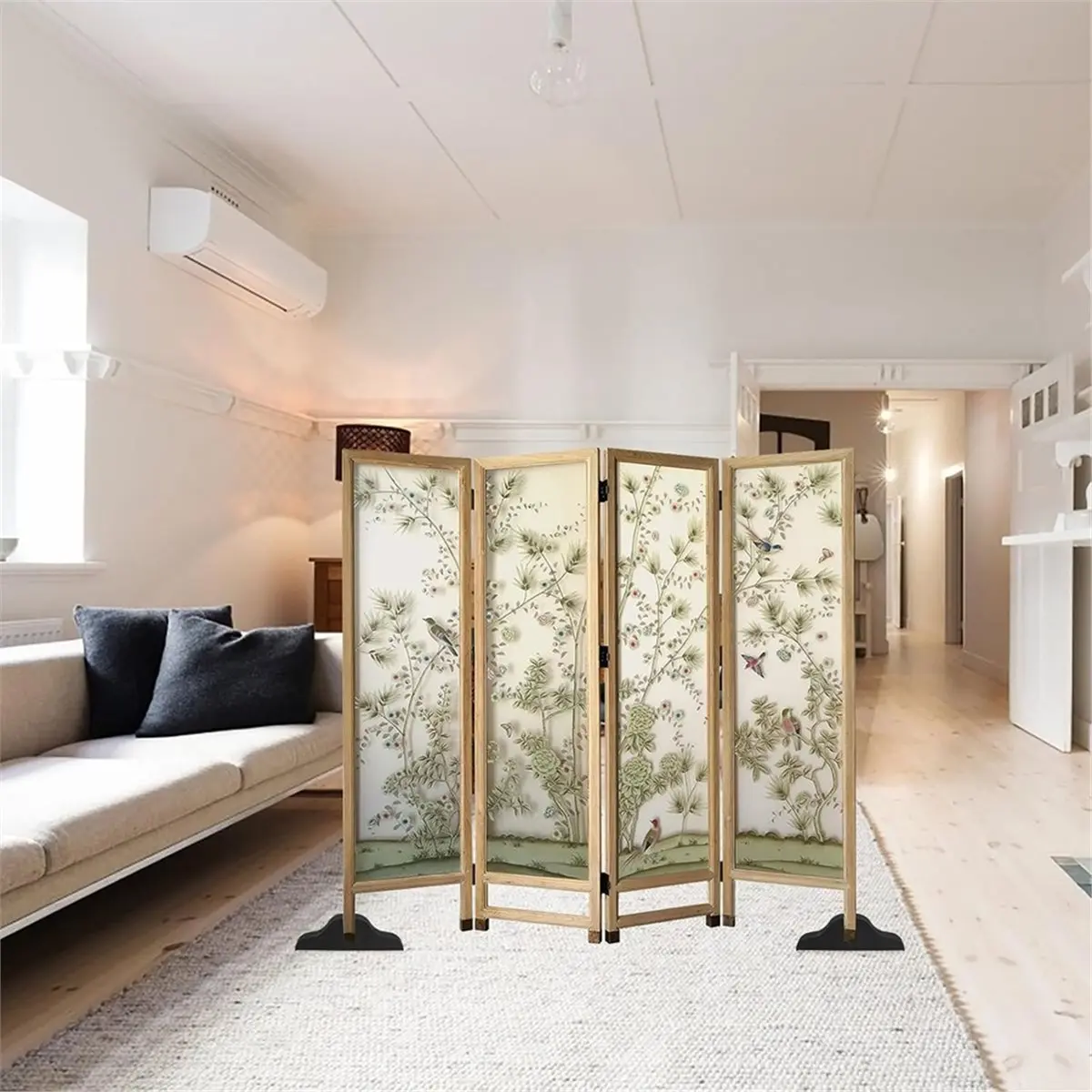 2pcs Folding Room Divider Base Feet Privacy Screen Support Stand Room Divider Screen Holder for Home Hotel Partition