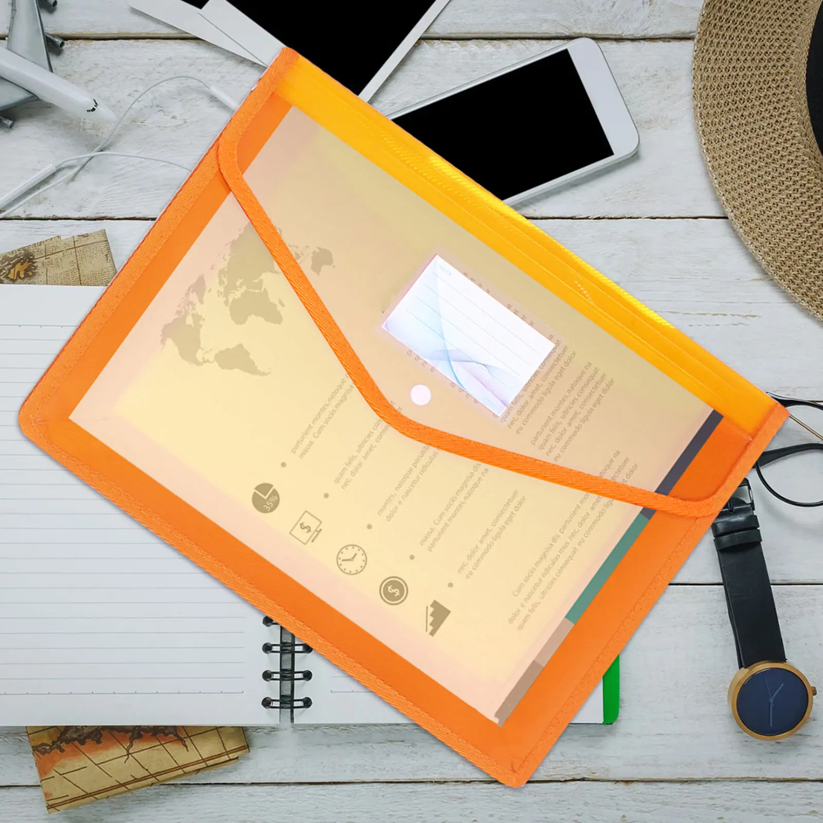 3Pcs Clear Document Folders A4 Waterproof File Pouch PVC Lightweight Office Organizer File Pouch Document Folder