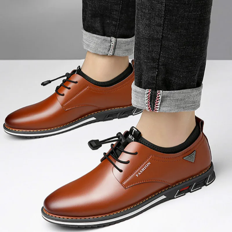 

Men's Casual Shoes Black Spring Male Footwear Loafers Soft Bottom Lace Up Outdoor Business Sneakers Shoes For Men Big Size 48