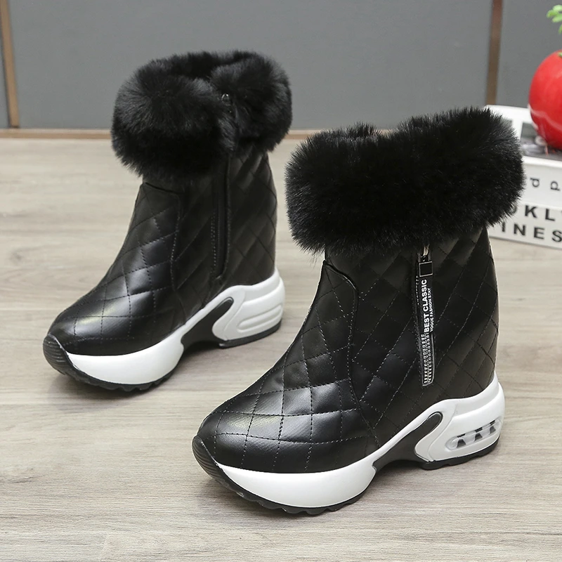 Winter Warm Rabbit Fur Sneakers Platform Snow Boots Women 2023 Ankle Boots Female Causal Shoes Ankle Boots for Women