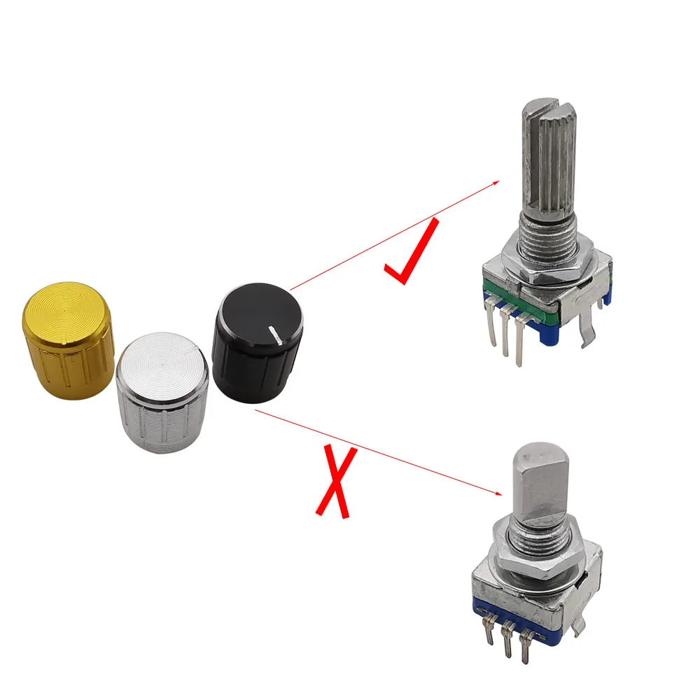 5Pcs 20 Position 360 Degree Digital Rotary Encoder EC11 Knob 5 Pin Button Handle Long 15/20mm With A Built In Push Button Switch