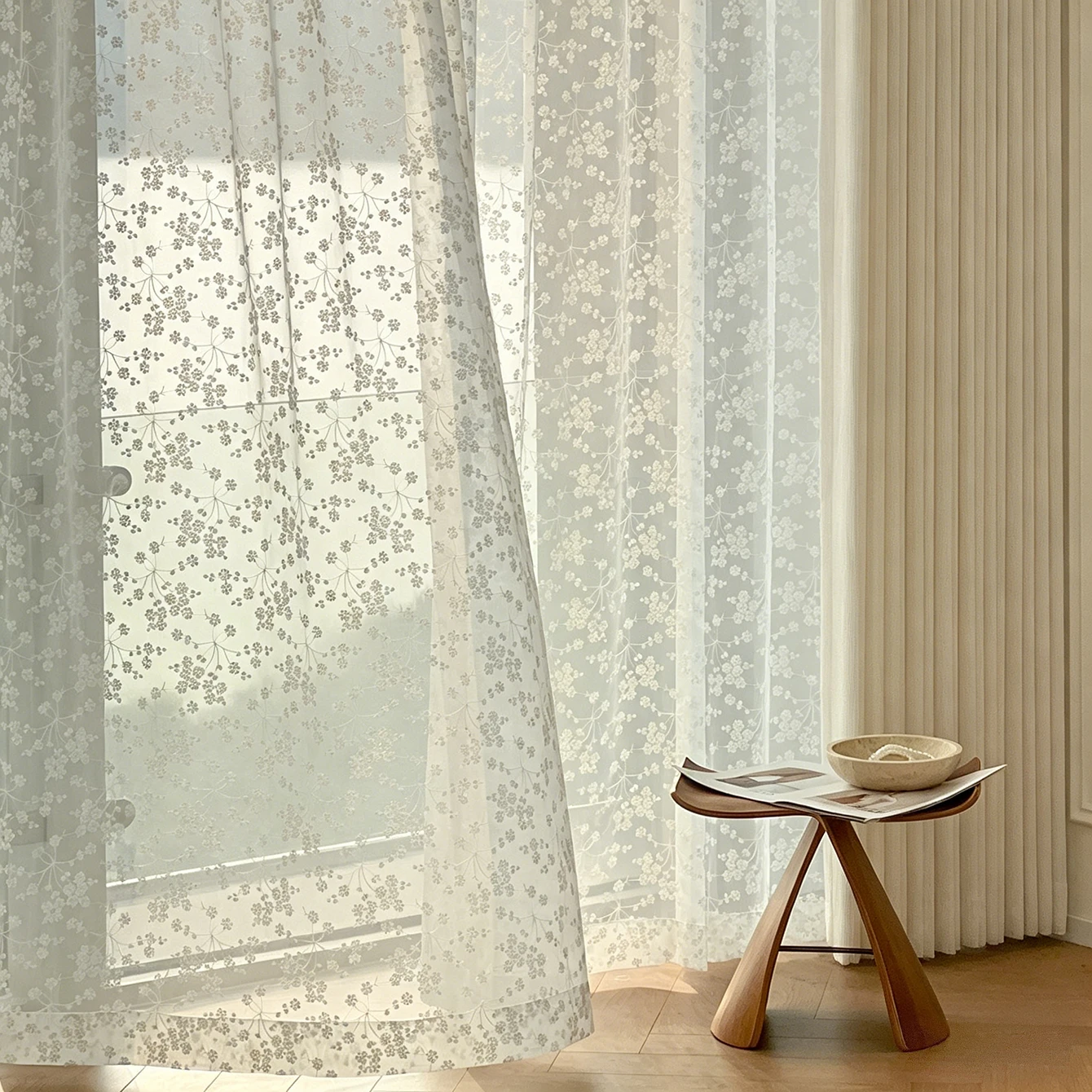 1 Stück Kleiner Frischer Spitzenvorhang, für Balkon und Erkerfenster im Wohnzimmer, Transparent ohne Durchsicht, Durchscheinender Landhausstil, Trendprodukt