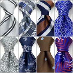 Blue Mens Necktie Brown Ties for Men Wedding Guest Gift Classic Gray Silk Blend Party Christmas Dropshipping