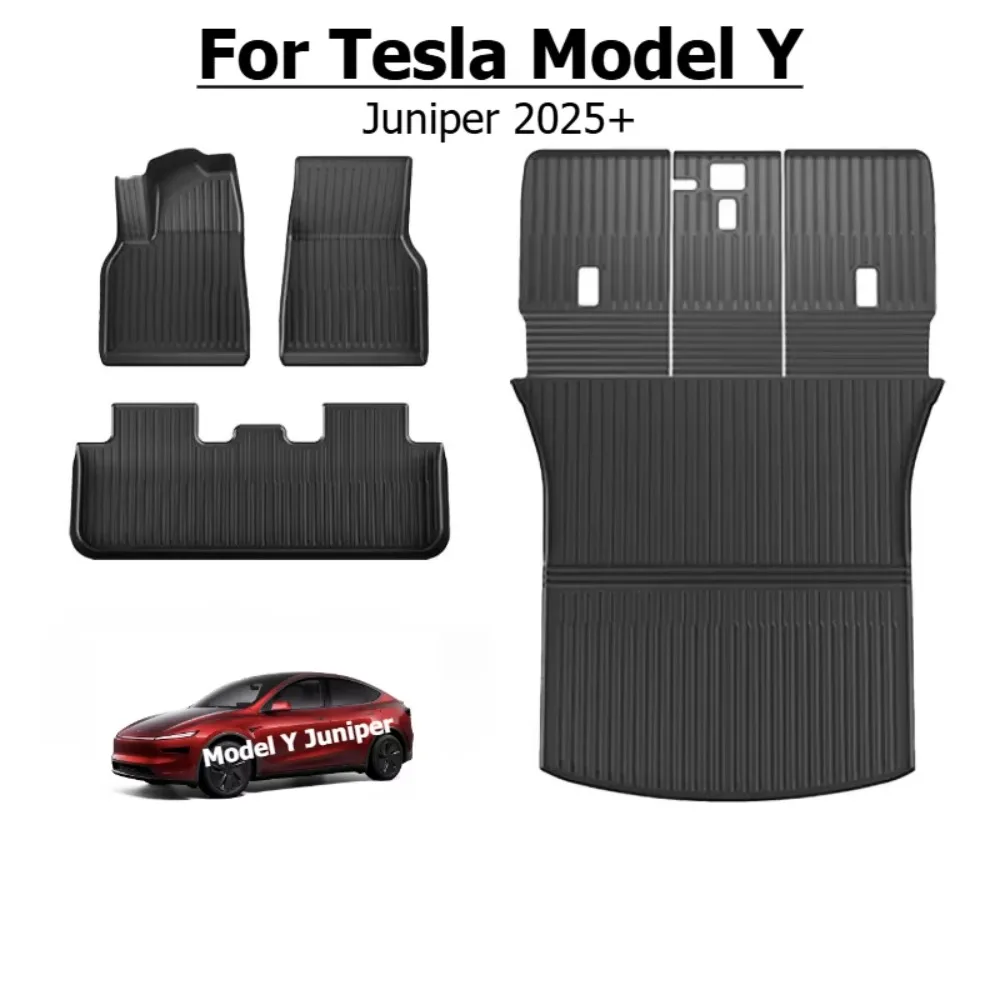 TPE All‑Weather Floor Mats Cargo Liner Set Backrest Protector Mat Waterproof Anti‑Slip For Tesla Model Y Juniper 2026+