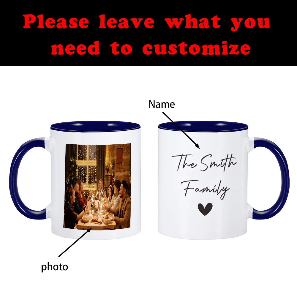 Personalized Family Love Mug Gifts Custom Family Portrait Text Coffee Mug for Parents Original Gift Daddy Mom Ceramic Milk Cup