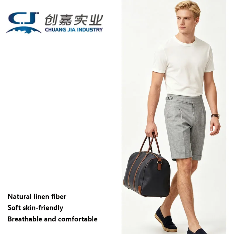 High-end Natural Pure Linen Men's Five Quarter Pants White Simple Temperament Shorts Outdoor Leisure Sports Effect Tour Walking