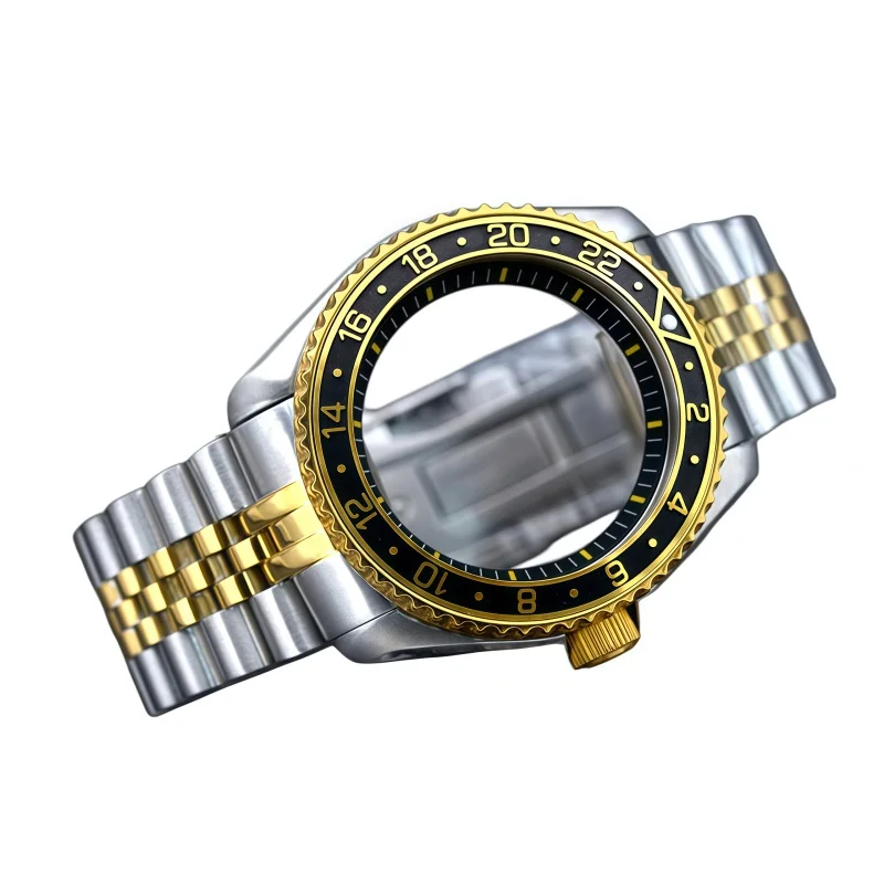 

Full Set Gold SKX007 Watch Case & Band, Waterproof Sapphire Glass Watch Shell Compatible with NH35 NH36 7S 4R Watch Movement