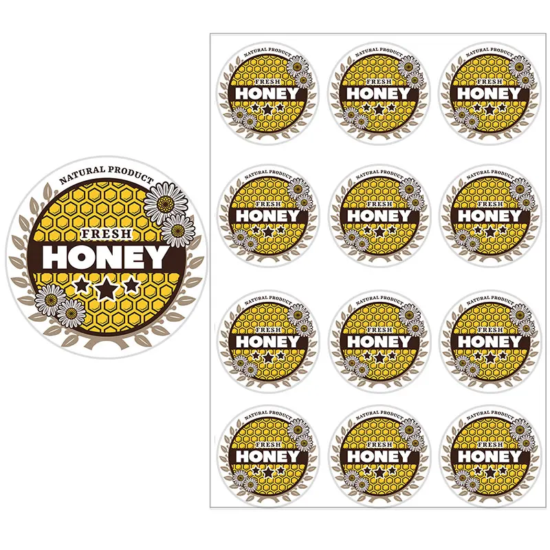 3.5cm/4.5cm Honey Jar Labels Honeycomb Bee Stickers Thanksgiving Day Circle Roll Seal Label Wedding Small Business Gift Tag