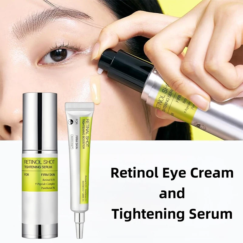 Suero reafirmante de Retinol coreano Vita A, juego de crema para ojos, potenciador de ajuste, hidratación profunda, poros, reduce las ojeras, suero reparador