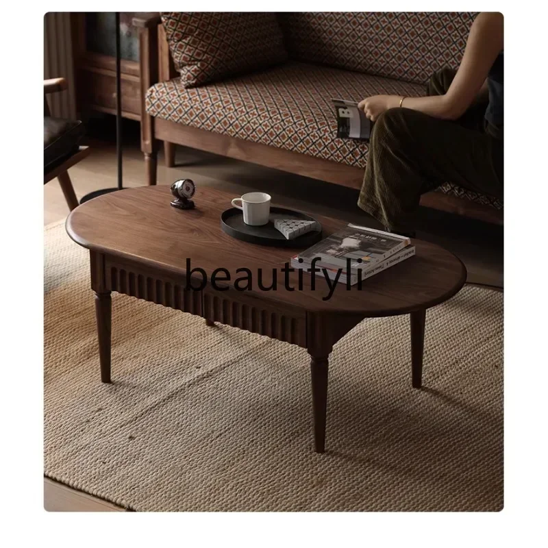 32Nordic retro solid wood coffee table living room all solid wood black walnut minimalist tea table