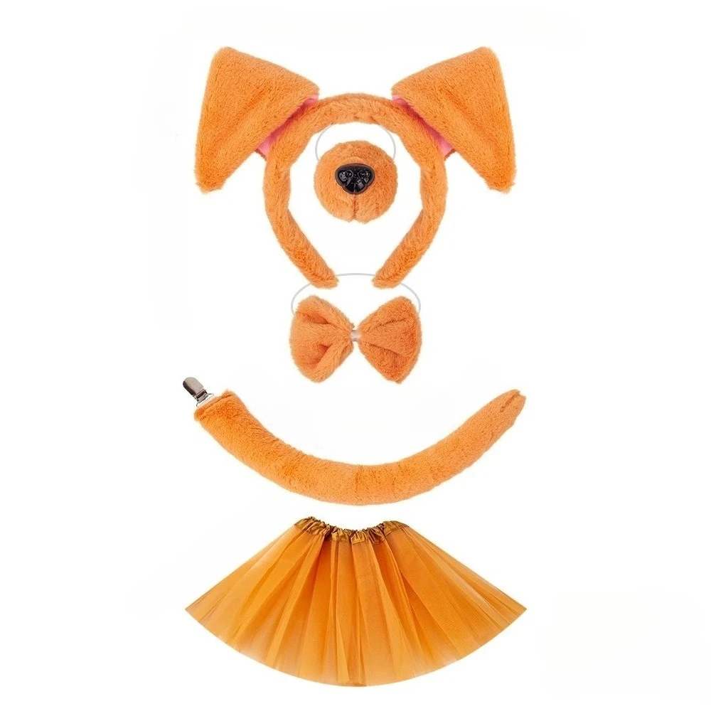 

Dog Ears and Tail Set Headband Nose Tail Bow Tie Cosplay Party Halloween Costume Accessoies Christmas Halloween