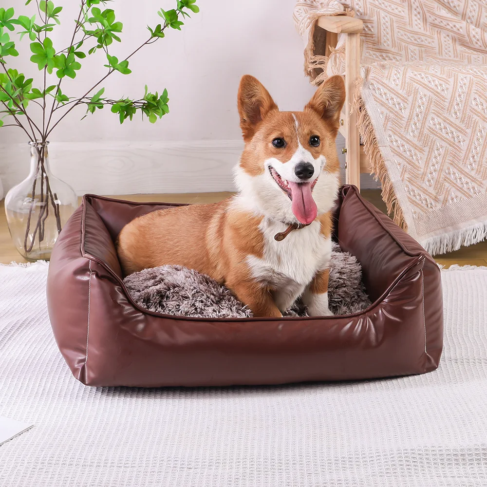 Cama para perros cuadrada de piel sintética cálida con felpa - imagen 4