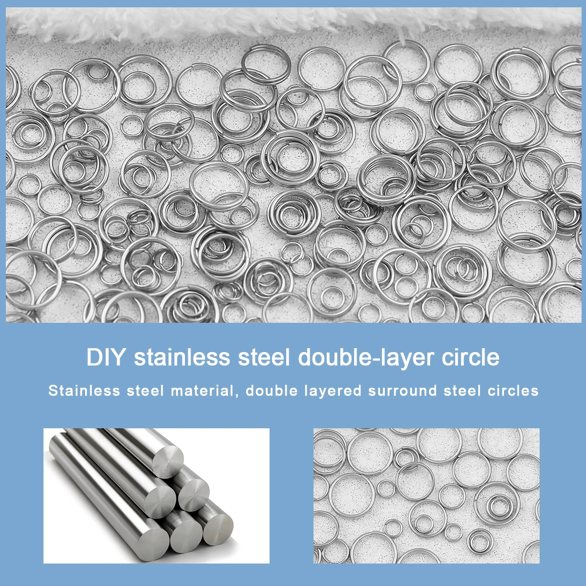 5-12 مللي متر 100 قطعة الفولاذ المقاوم للصدأ حلقة مزدوجة ربط خواتم ، اليدوية DIY بها بنفسك لإكسسوارات المجوهرات ، ربط خواتم القلائد