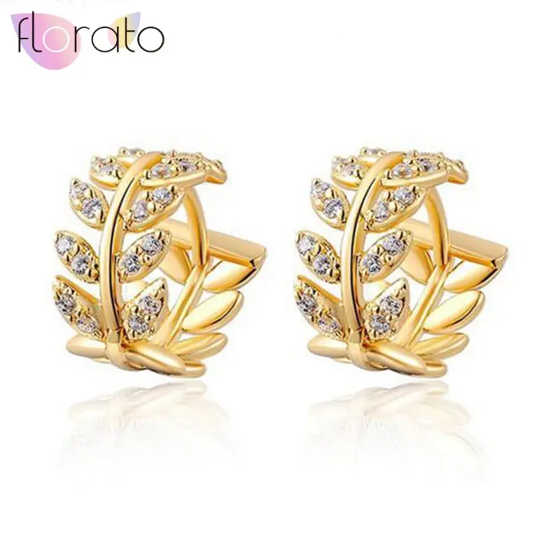 

925 Sterling Silver Ear Needle Zircon Leaf Earrings Small Fresh and Simple Temperament Willow Leaf Earrings Accessories Gifts