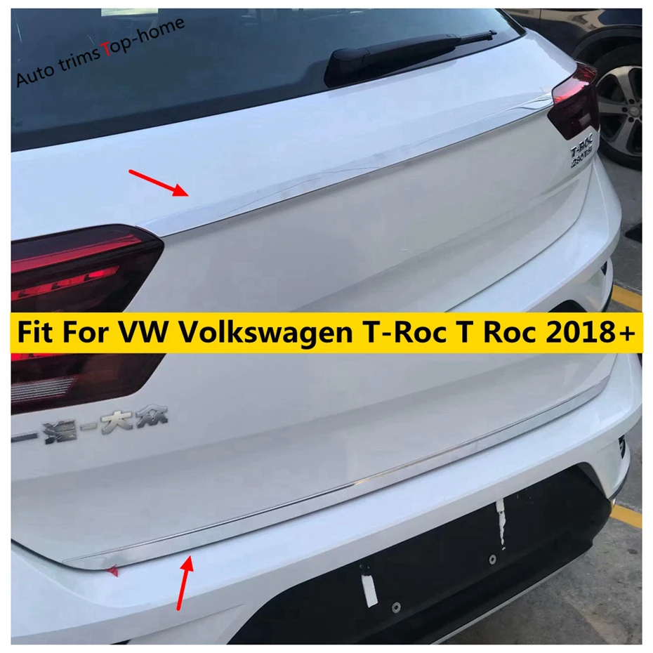 

Accessories Rear Tail Trunk Lid Upper Tailgate Decor Overlay Strips Cover Trim For Volkswagen T-Roc T Roc 2018 - 2023 Exterior