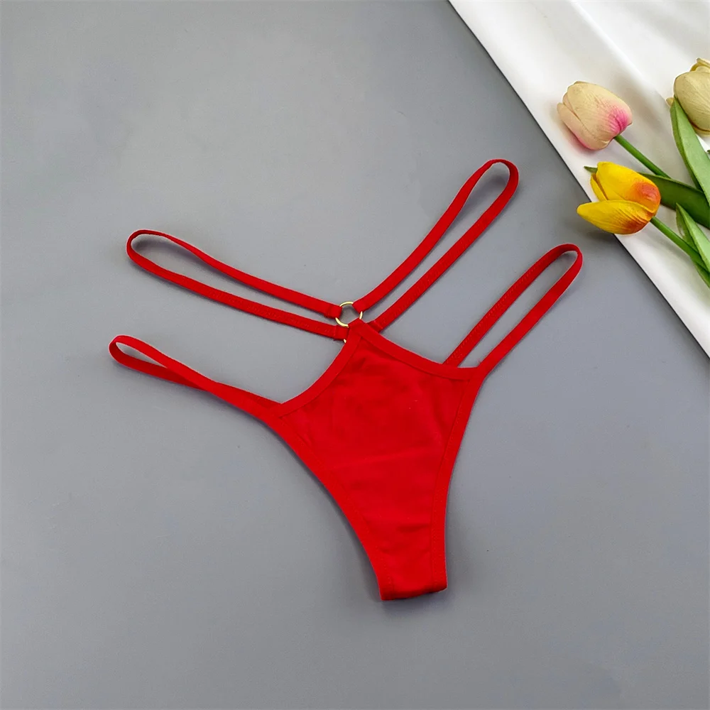 3 قطعة حزام مزدوج القطن ثونغ النساء حجم كبير الملابس الداخلية مثير منخفضة الخصر السيدات Soild سلسلة سراويل #5