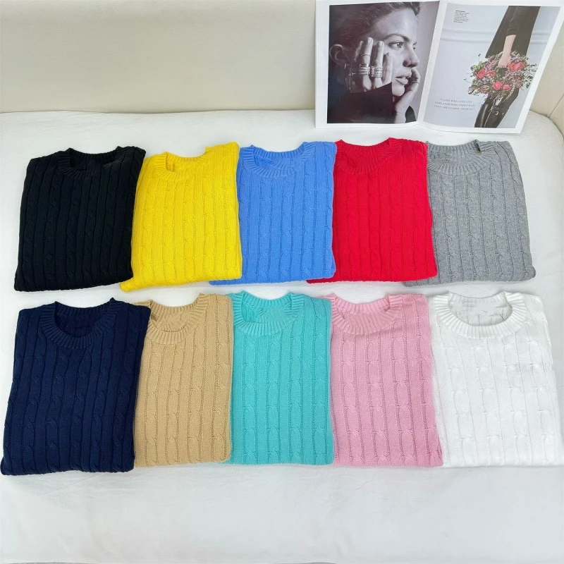 

Women's sweater pullover polo sweater classic old money style 100% cotton slim fit designer clothes womens women's tops