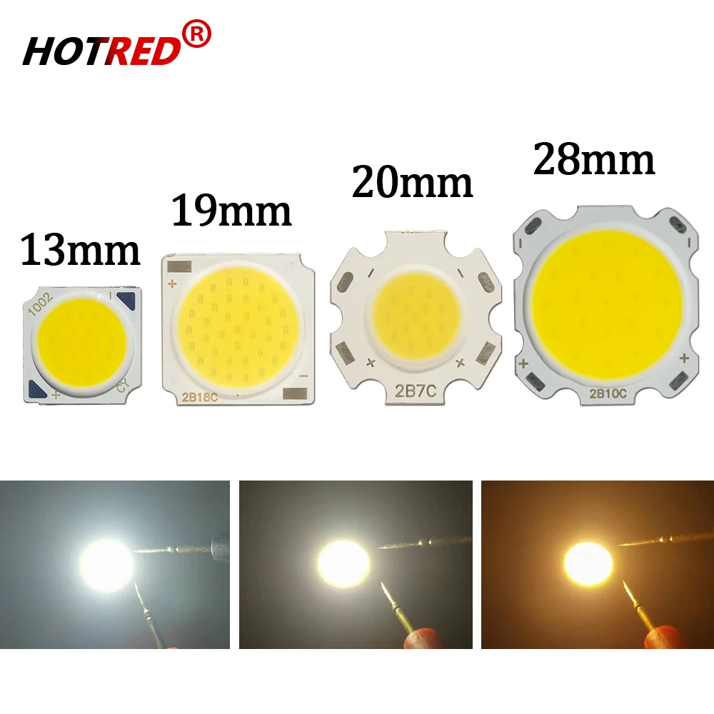 10-50szt COB LED 3W 5W 7W 10W 12W 15W 18W 30W 36W Neutralny Zimny Ciepły Biały 13mm 20mm 28mm 1919 Chips Lampa Reflektor Downlight DIY
