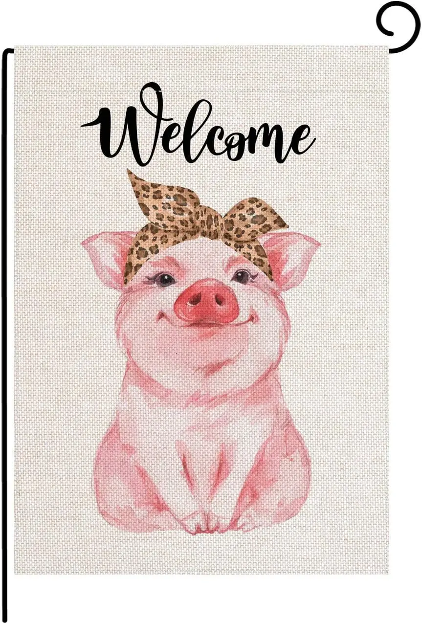 Welcome Vintage Funny Pig Garden Flag Vertical Double Sided 12.5 x 18 Inch Farmhouse Yard Outdoor Decor ZZJ LLG