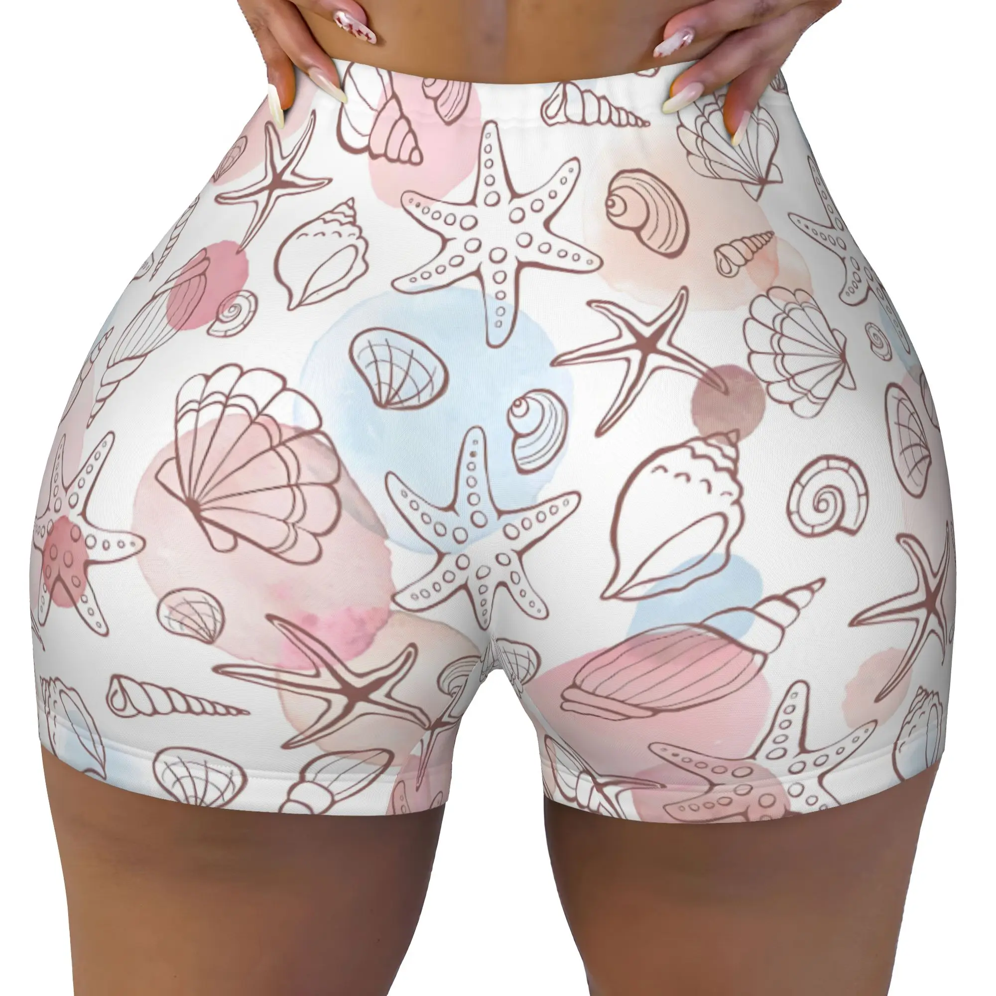 Custom Littles Anime Mermaides Workout Shorts Women's Fish Manga Gym Volleyball Running Yoga Shorts