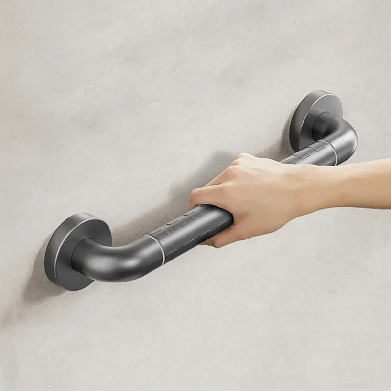 38/48/58cm Bathroom Tub Toilet Handrail Gun Grey Stainless Steel And ABS Grab Bar  Safety Support Handle Towel Rack