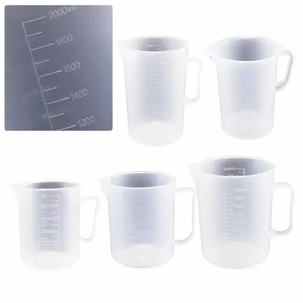 Plastic Measuring Jug Beaker Transparent Measuring Cup Chemical Resistant Tip Mouth Jug Pour Spout With Handle Cup 250ML-5000ML