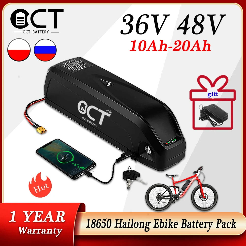 18650 Rechargeable Battery Electric Bicycle Battery 36v 48v 10ah 20ah Hailong Lithium E Bike Battery Pack For 250w-1000w