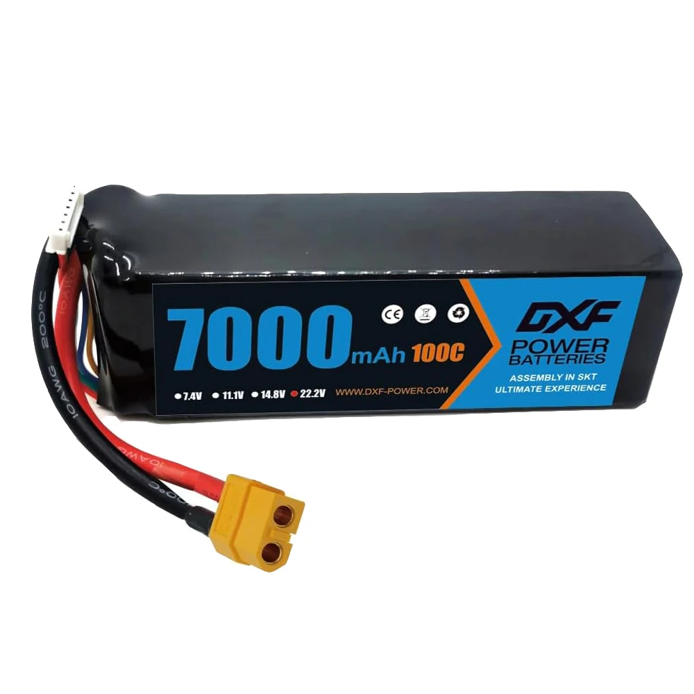 Dxf 6s lipo 10000mah 7000mah 5200mah 22,2 v graphen batterie xt60 xt90 ec5 xt90s für fpv drohnen flugzeuge quadcopter hubschrauber 5