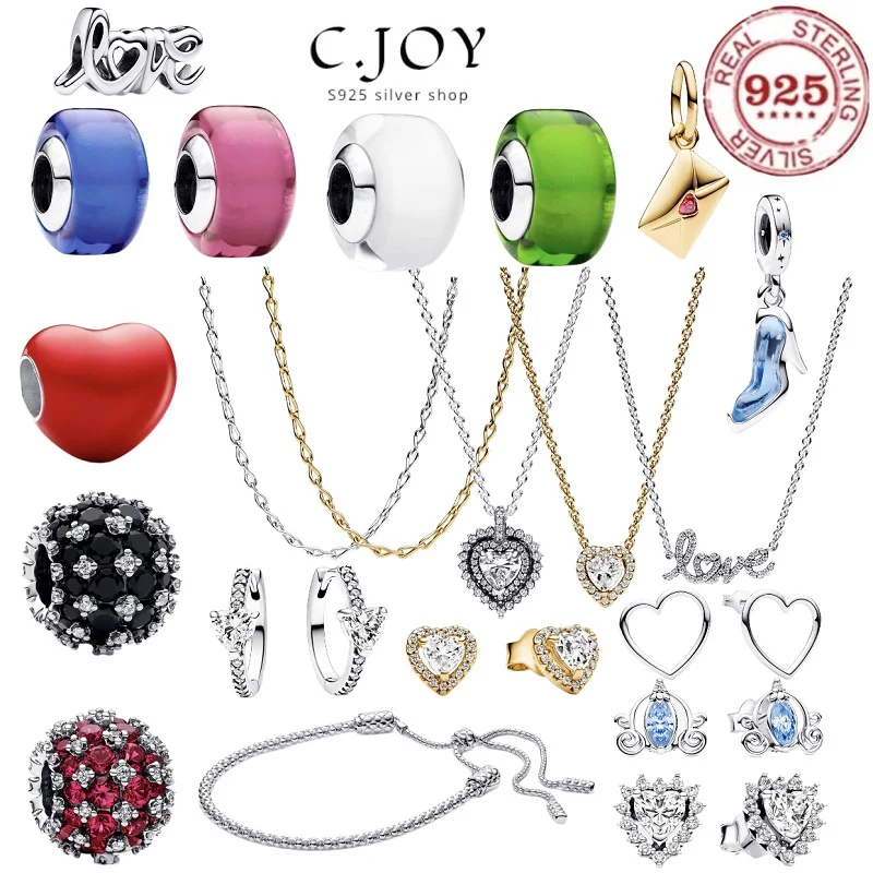 Murano Amor Talão Fit Pulseira Original para Mulheres, 100% 925 Prata Esterlina, Branco, Rosa, Verde, Azul, Jóias DIY, Presente do Dia das Mães, 925