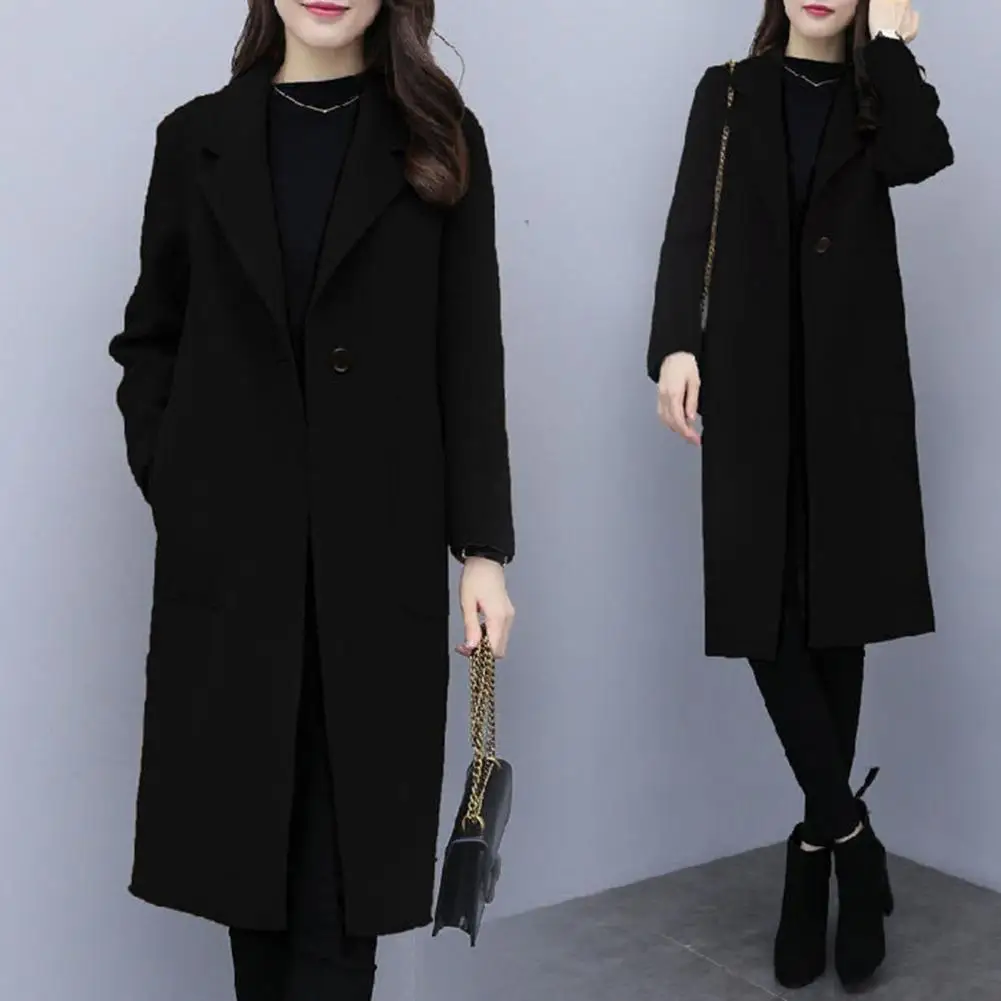 Women Winter Coat Korean Style Women's Winter Coat with Turn-down Collar Mid Length Windproof Warmth Thick Solid for Weather