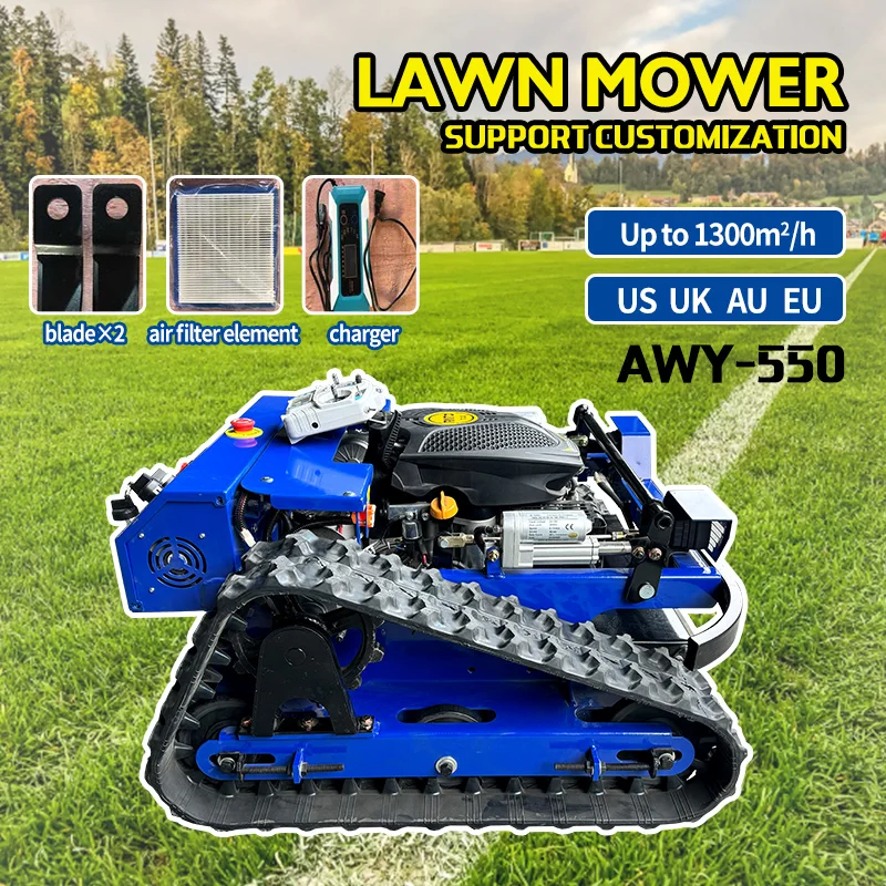 CE EPA Approved All Terrain RC Grass Cutter Agriculture Rubber Tracks Remote Control Robot Lawn Mower