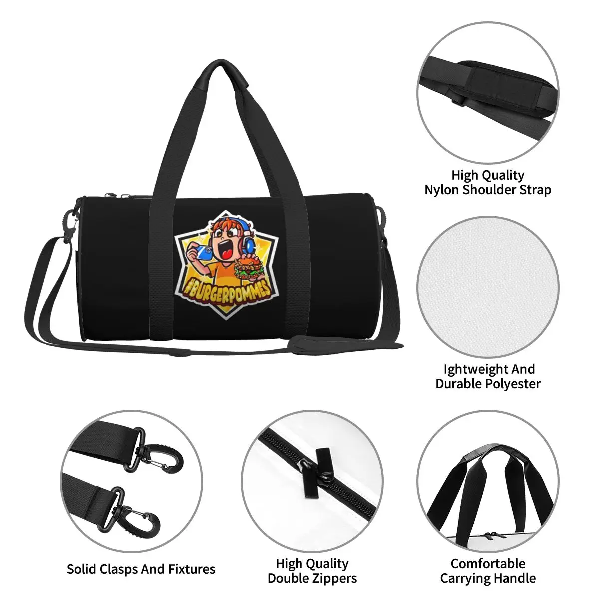 Burgerpommes LukasBS ICrimax bolsa de gimnasio gráfica bolsas de entrenamiento deportivas pareja impresa con zapatos bolsa de Fitness divertida bolsos impermeables