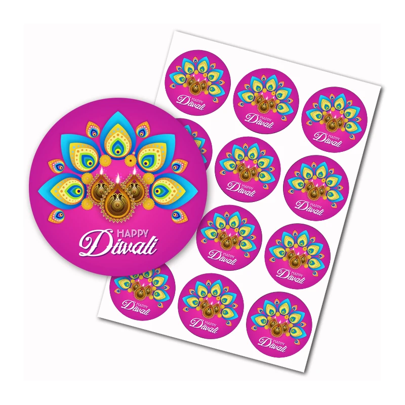 Happiness Happy Diwali - Light Festival Party Round Candy Sticker Gift - Chocolate candy Label .Order 2