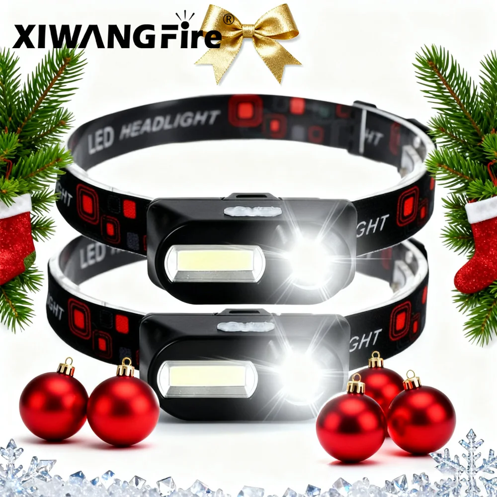 Super Bright LED+COB Headlamp,800LM USB Rechargeable Head Light,6 Modes Waterproof Head Torch for Work & Outdoor, Christmas Gift