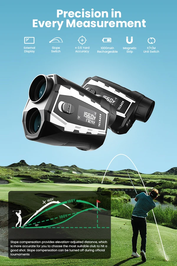 Mileseey PF210 600M Yd Golf Laser Rangefinder Mini Golf Rangefinder Sport Laser Measure Distance Meter Golf Rangefinder for Hunt