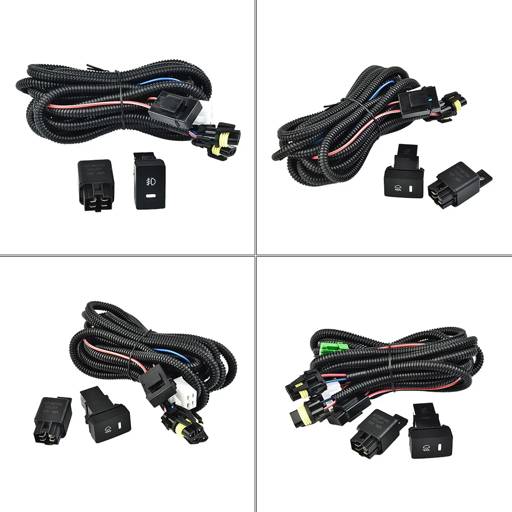 Fog Light Harness Accessories 12V 3Pcs/Set Plastic+Metal Practical Socket With LED Indicator Switch 40A Automotive Relay