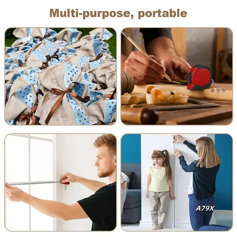 

Mini Tape Measure Keychain Set, 3 Ft Retractable, 24 Pieces, Pocket Size With Lock