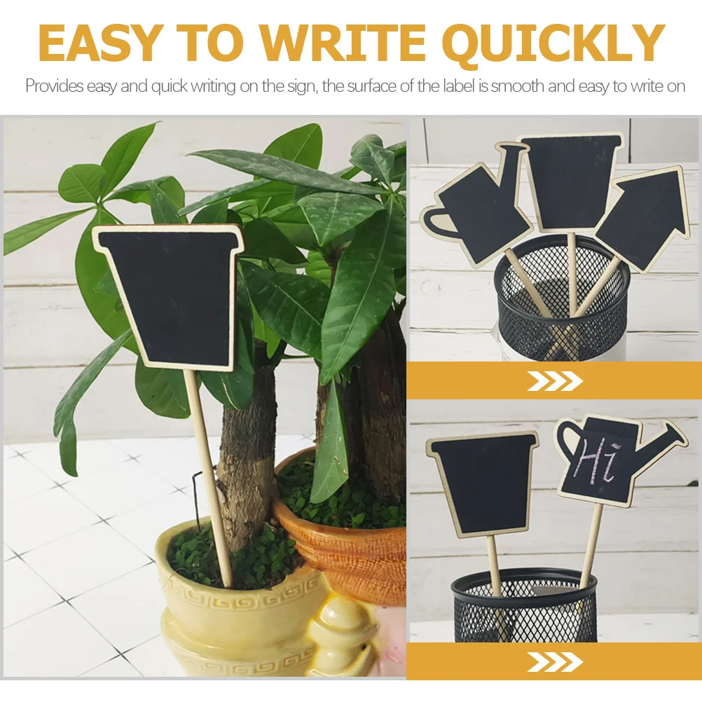 20Pcs Message Insert Plates Wooden Mini Chalkboard Signs for Plant Label Stakes Food Buffet Party Decor Garden Markers